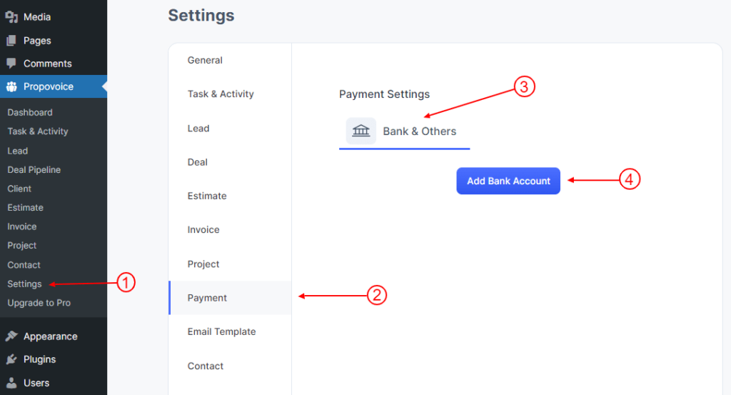 Add Bank Payment Info Step 1