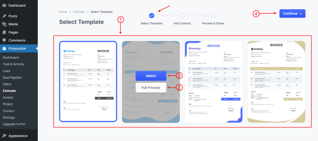 Create Estimate Step 2