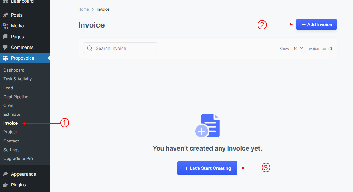 Create Invoice Step 1