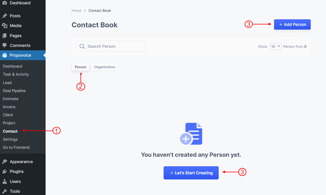Add Contact Person Step 1