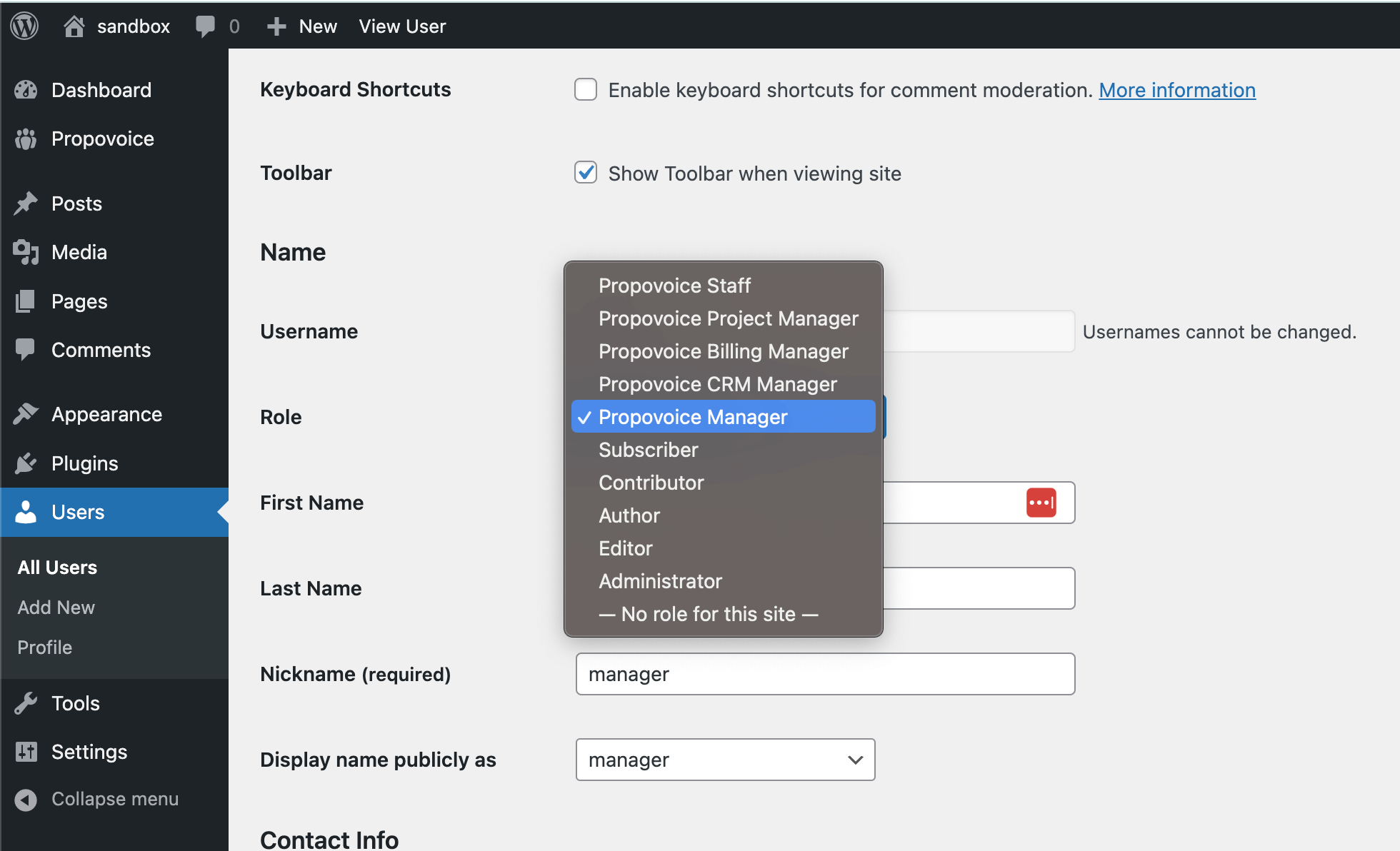 Propovoice Crm User Roles