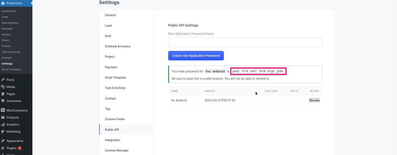 How To Generate An Application Password For Propovoice