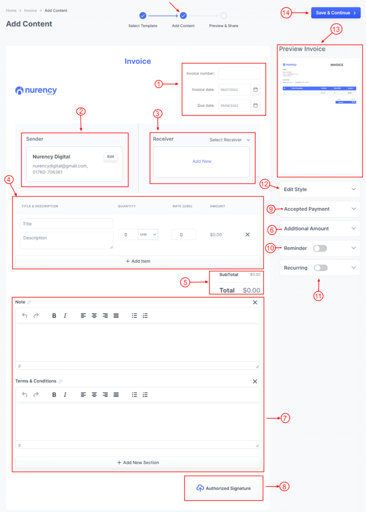 Customize invoice using Propovoice