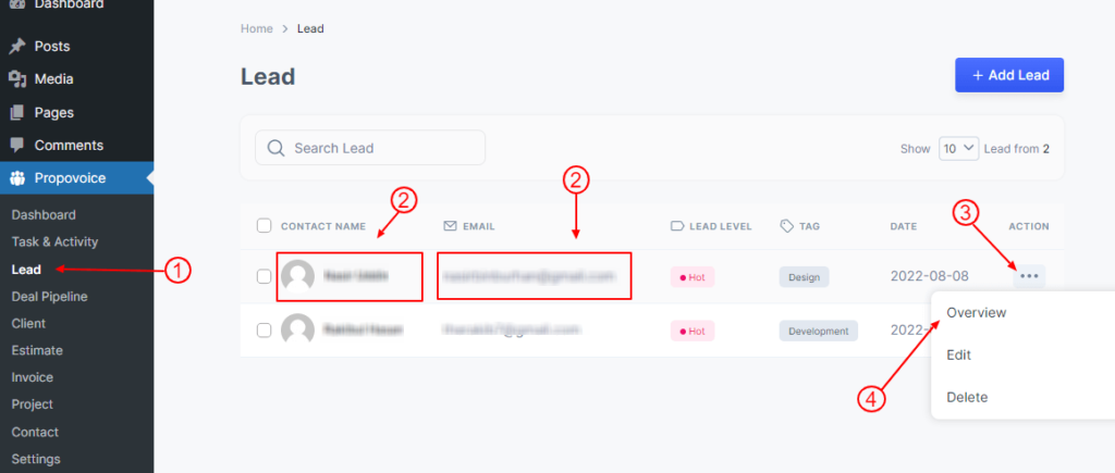 Create Lead Using Propovoice