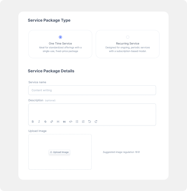 Services catalog propovoice crm